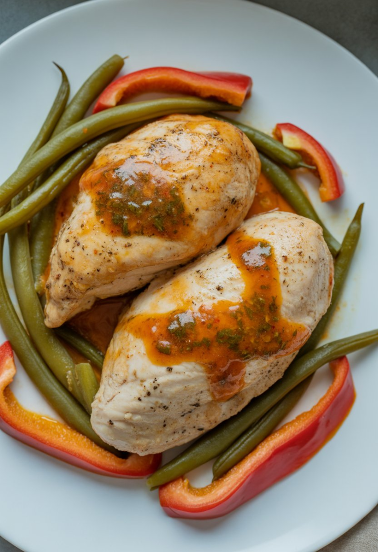 Crispy Chicken Breast with Orange Sauce and Veggies