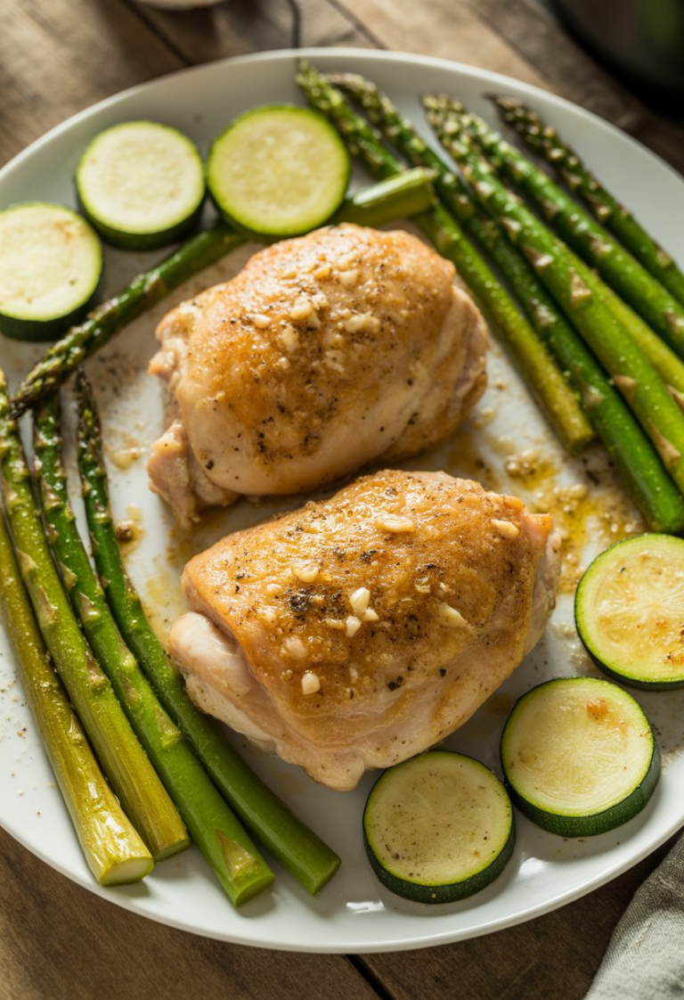 Garlic Chicken Thighs with Creamy Mustard & Herb Sauce