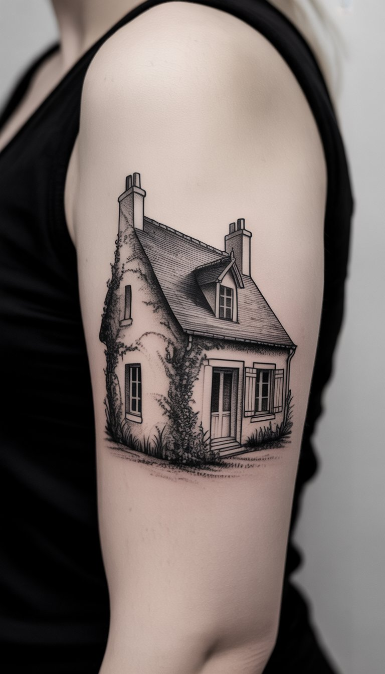 12 French Cottage Inspired Black and White Tattoos