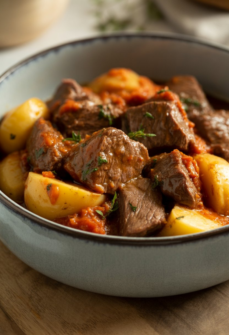 Pressure Cooked Beef Chunks with Potatoes