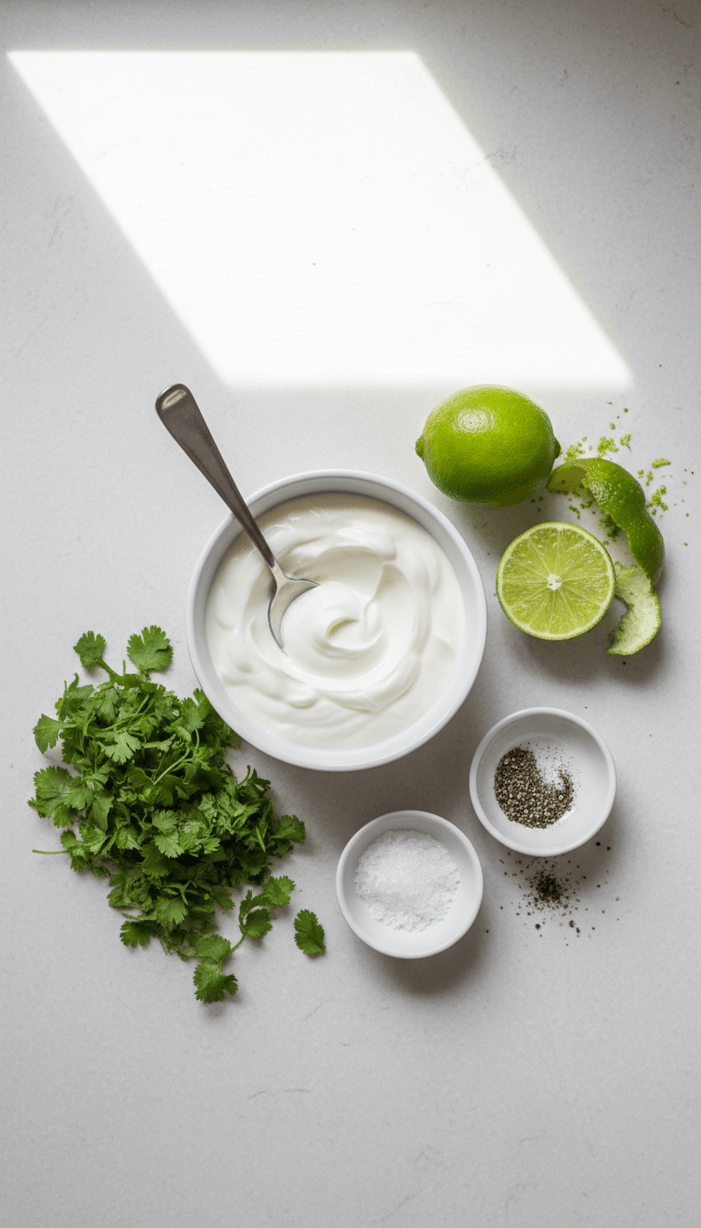 Ingredients for Simple Greek Yogurt Lime Crema