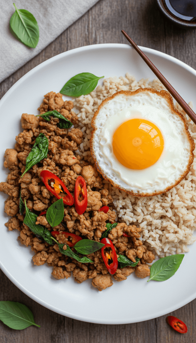 Thai Basil Stir-Fry with Chicken (Pad Kra Pao Gai, Lightened)