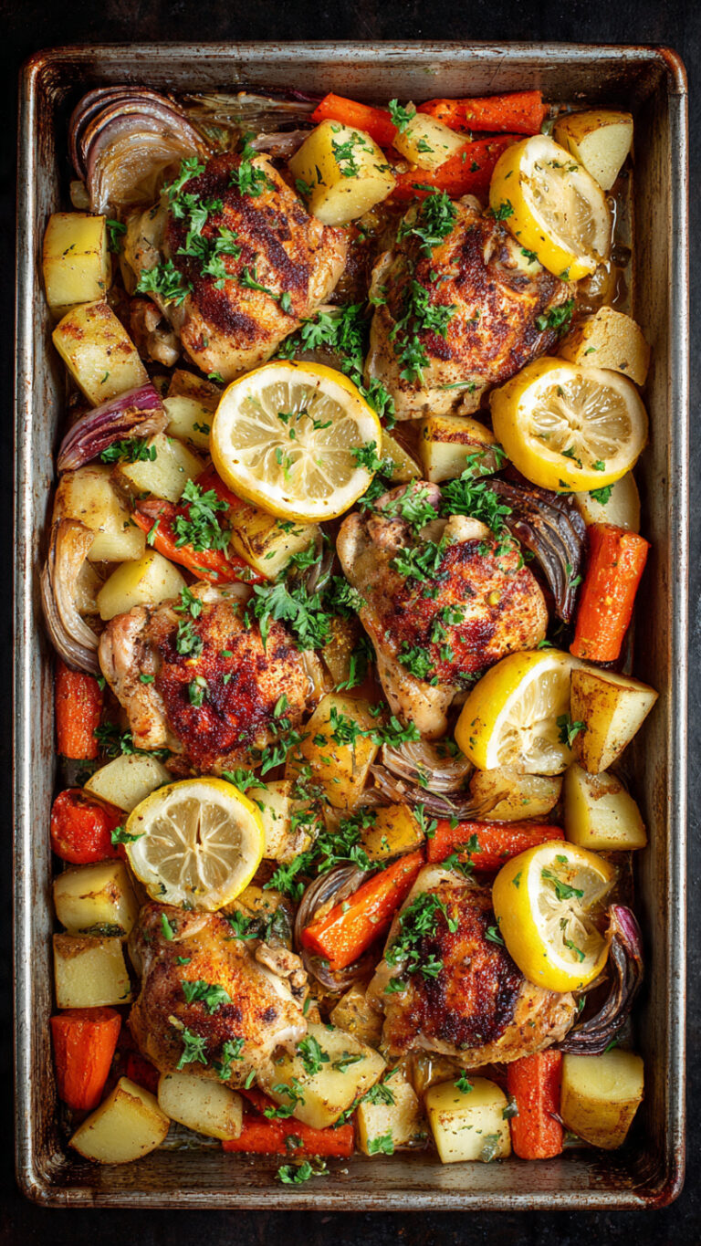 Easy Baked Garlic Herb Chicken and Potatoes – Budget-Friendly Dinner
