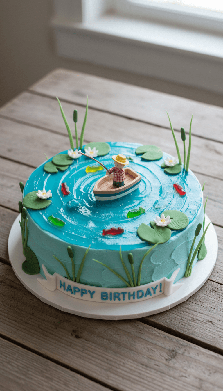 Classic Pond Scene Cake